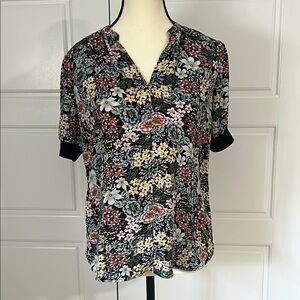 Catherine Malandrino Floral Blouse with Cuffed Sleeves